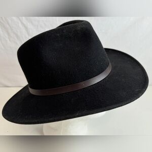 Scala Black Wool Hat with Leather Band Vintage